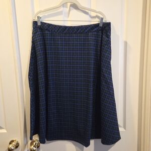 New Isaac Mizrahi Tartan Skirt Blue Green Plaid Checks Checkered Large QVC